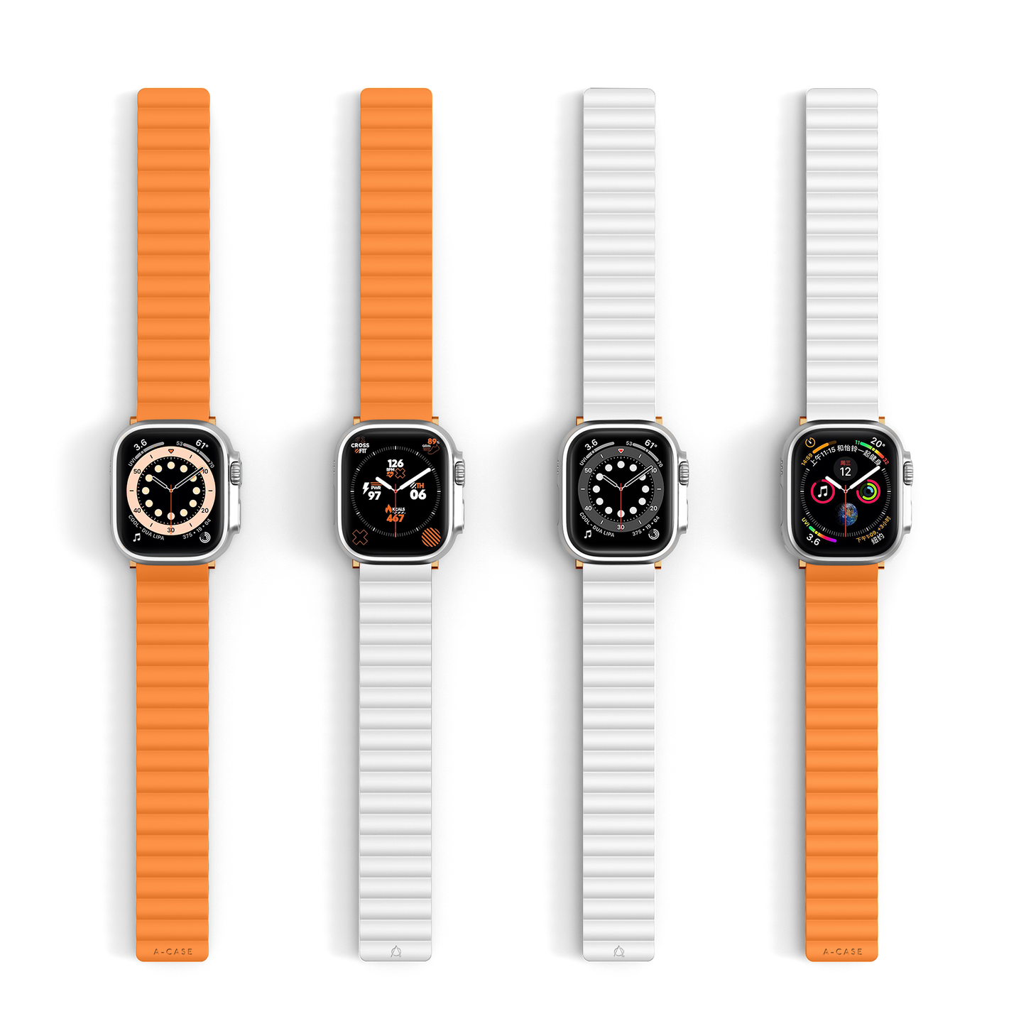 Invix Apple Watch Silicone Magnetic Band-Orange/White