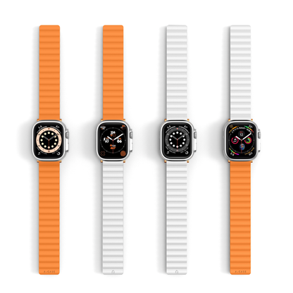 Invix Apple Watch Silicone Magnetic Band-Orange/White