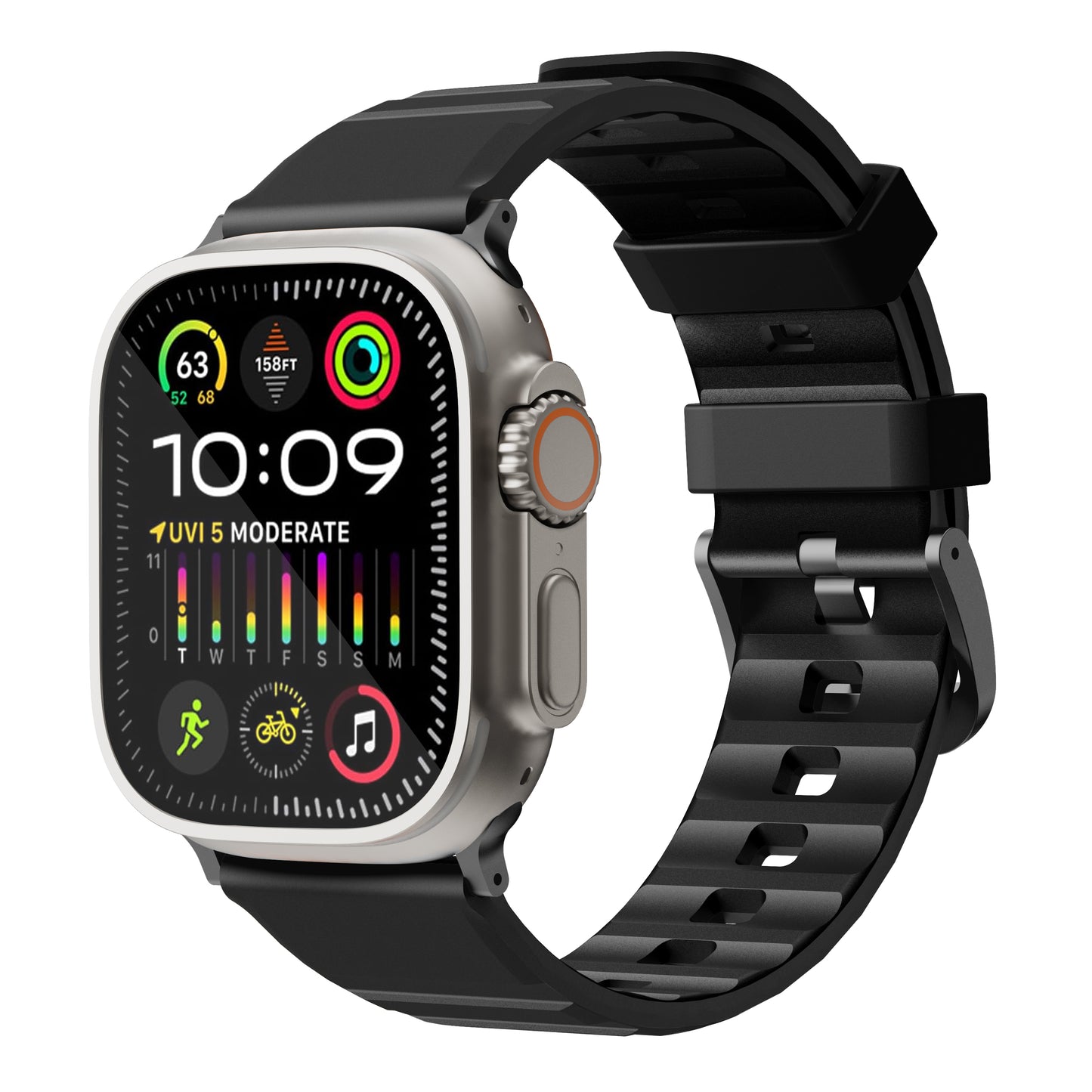 Bodrum Apple Watch Silicone Band Black/Titanium