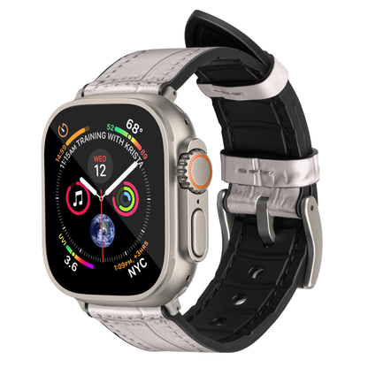 Javan Genuine Leather with Siver Buckle Apple Watch Strap- Gray
