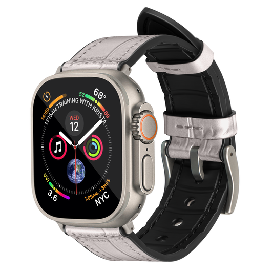 Javan Genuine Leather with Siver Buckle Apple Watch Strap- Gray