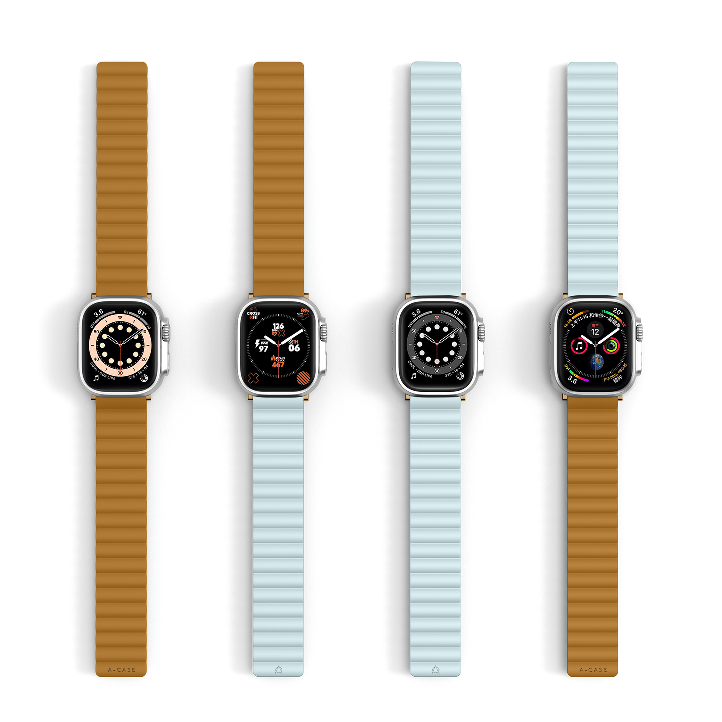 Invix Apple Watch Silicone Magnetic Band-Brown/Light Blue
