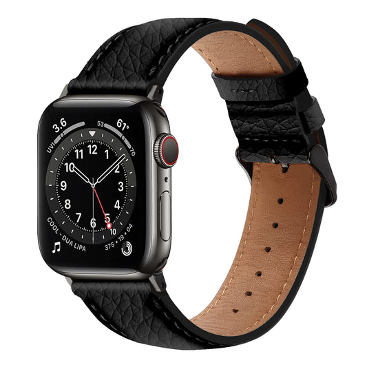 Amur Apple Watch Genuine Leather Strap – Black/Black