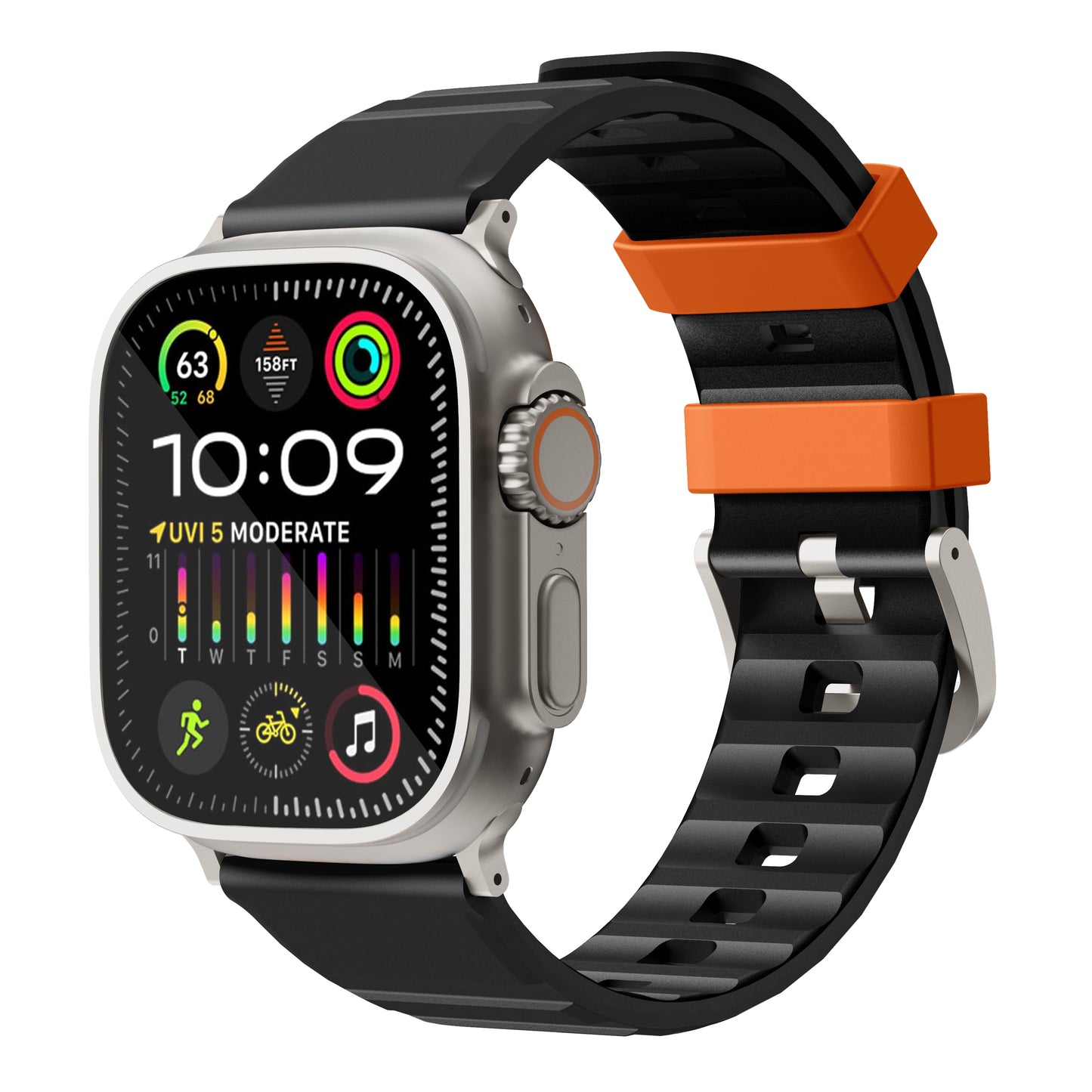 Bodrum Apple Watch Silicone Band Black/Titanium