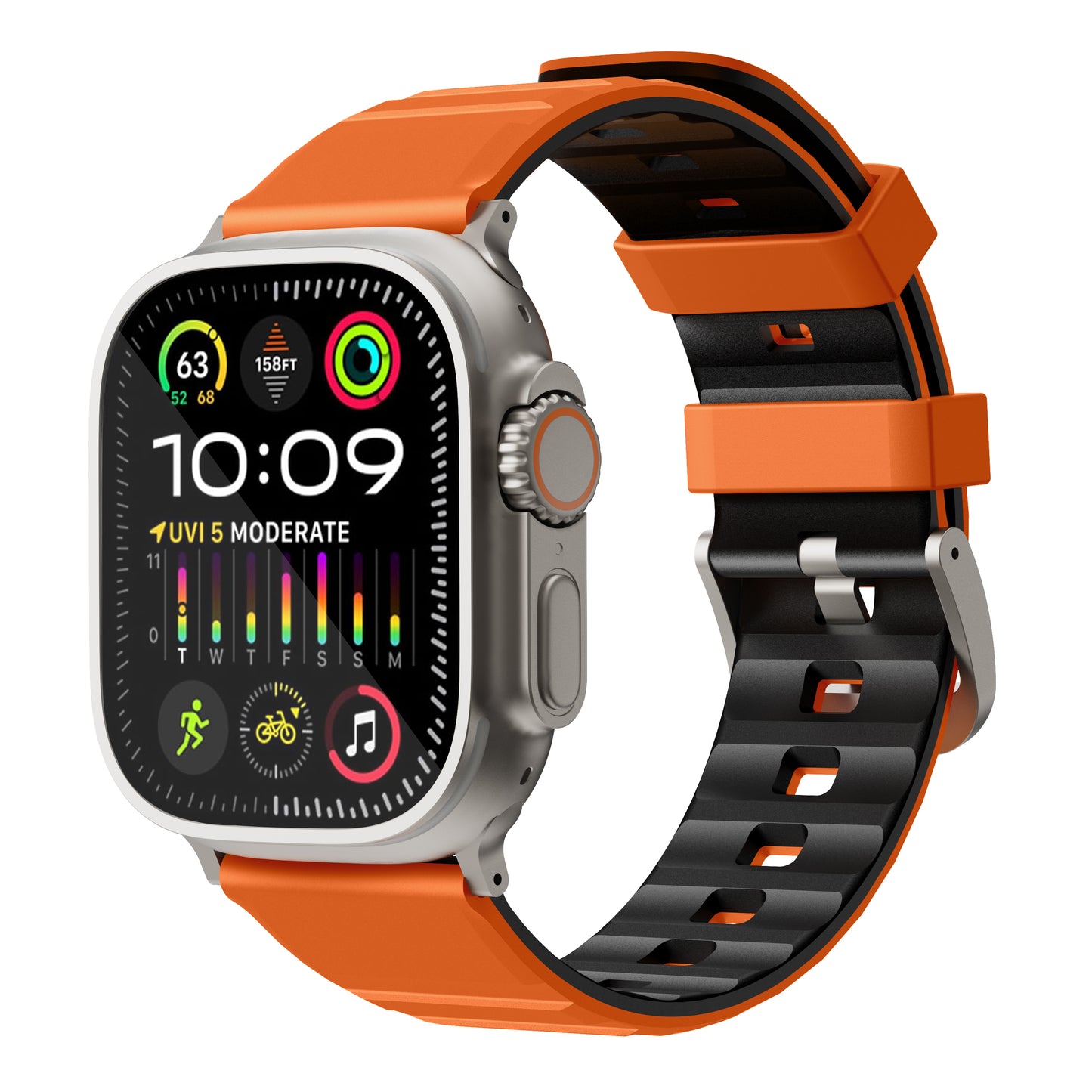 Bodrum Apple Watch Silicone Band Black/Titanium