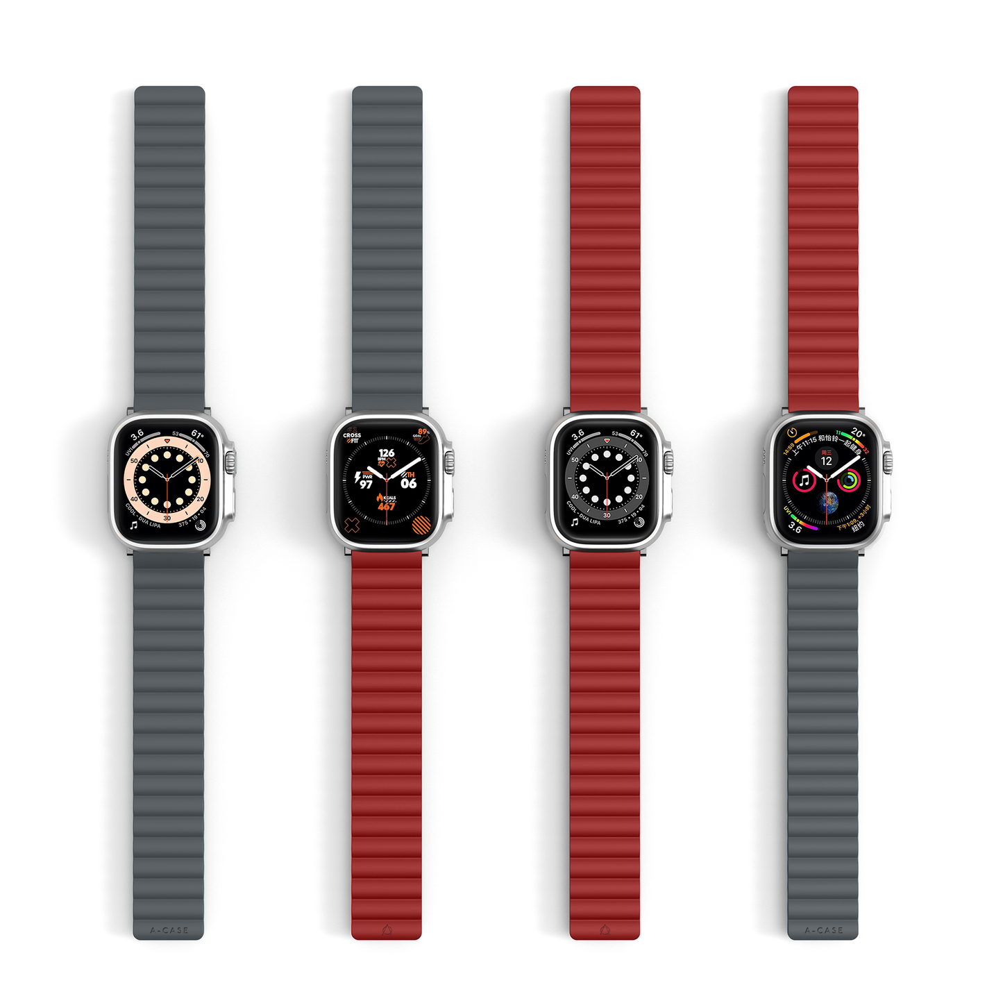 Invix Apple Watch Silicone Magnetic Band-Gray/Red