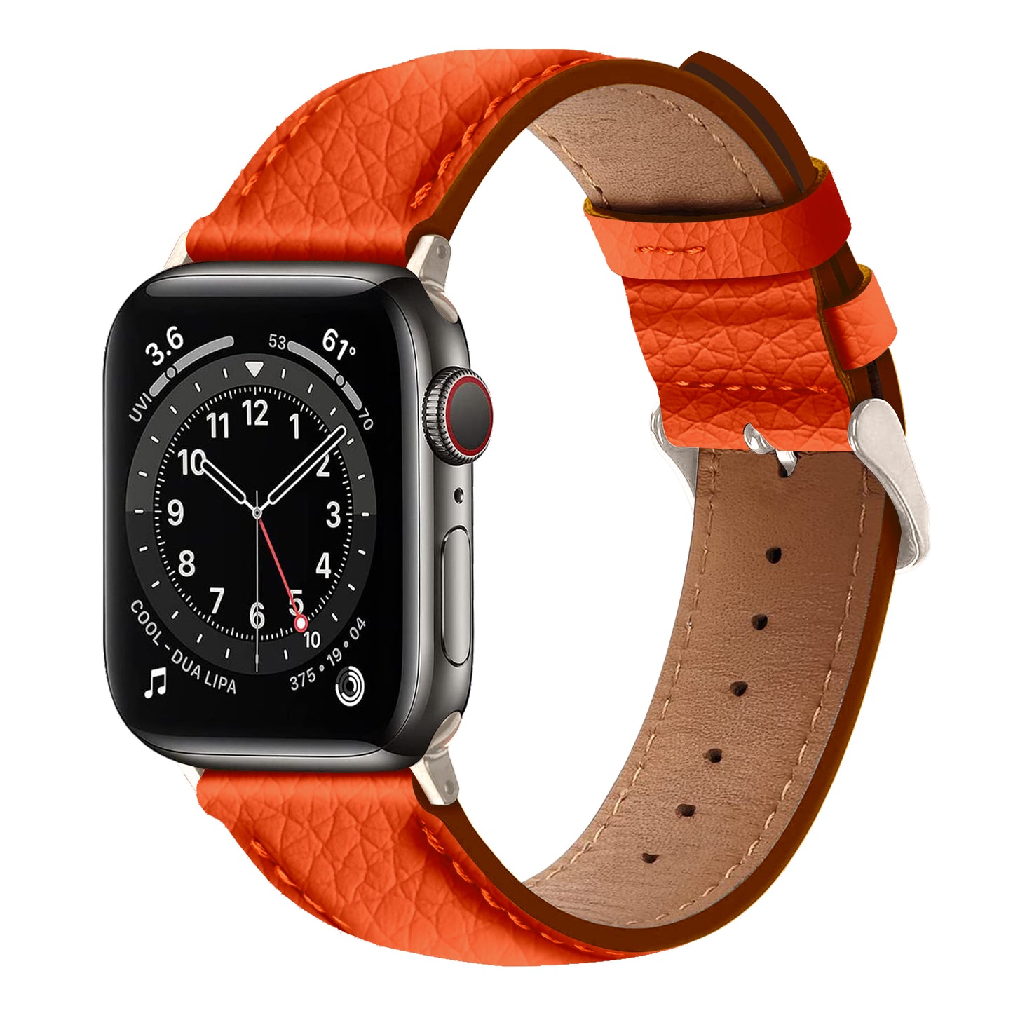 Amur Apple Watch Genuine Leather Strap – Orange/Black