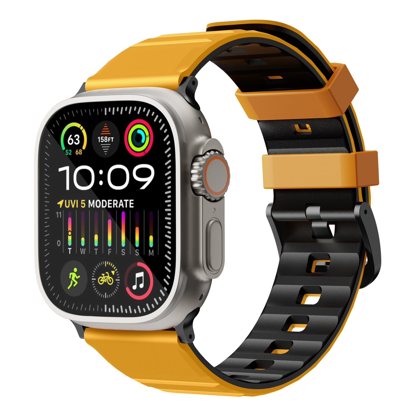 Bodrum Apple Watch Silicone Band Black/Titanium