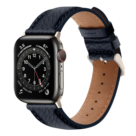 Amur Apple Watch Genuine Leather Strap – Blue/Titanium