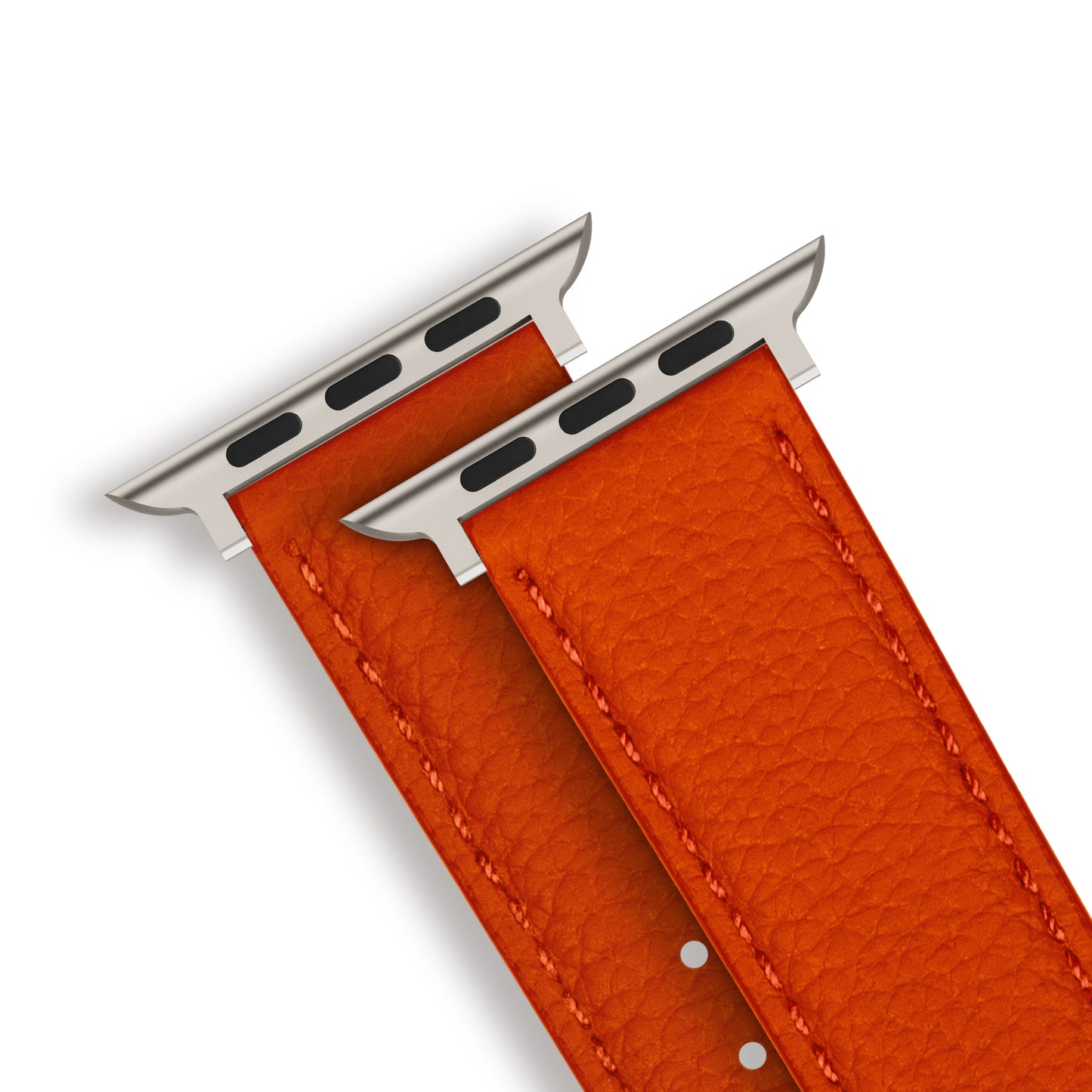 Amur Apple Watch Genuine Leather Strap - Orange/Titanium
