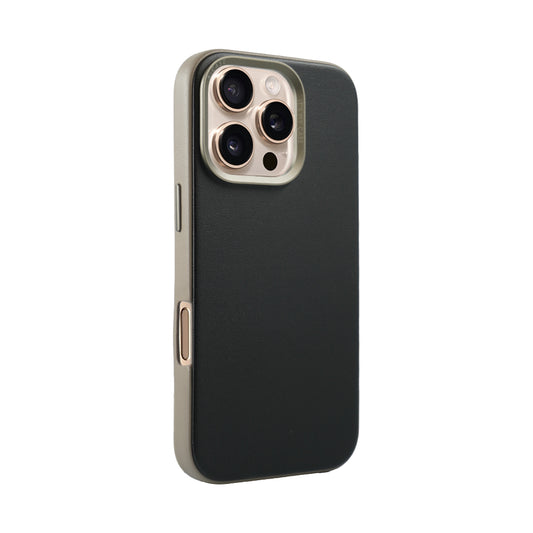 Kilyos Vegan Leather Case For iPhone 16 Series-Black