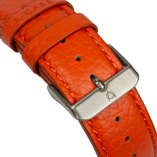 Amur Apple Watch Genuine Leather Strap - Orange/Titanium