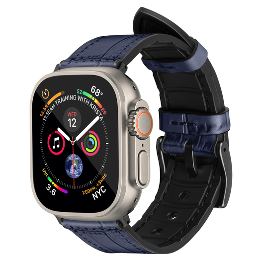 Javan Genuine Leather with Black Buckle Apple Watch Strap-Blue