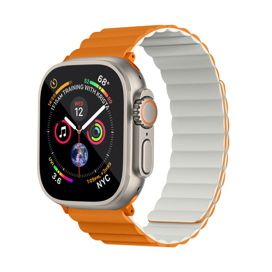 Invix Apple Watch Silicone Magnetic Band-Orange/White