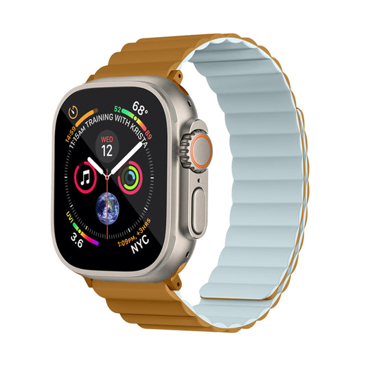 Invix Apple Watch Silicone Magnetic Band-Brown/Light Blue