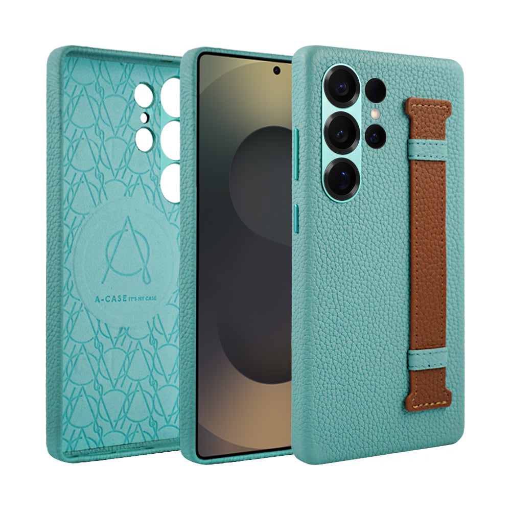 Amur Pro Series A-Case for Samsung Galaxy S25 Ultra - Slim & Lightweight Genuine Leather Case with Magnetic Compatibility and Case-Less Touch Feeling (6.9-Inch)"- Brown/Orange