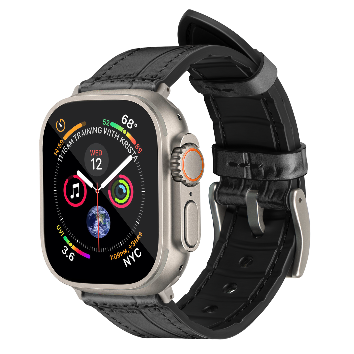 Javan Genuine Leather with Siver Buckle Apple Watch Strap-Blue