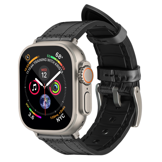 Javan Genuine Leather with Siver Buckle Apple Watch Strap-Blue