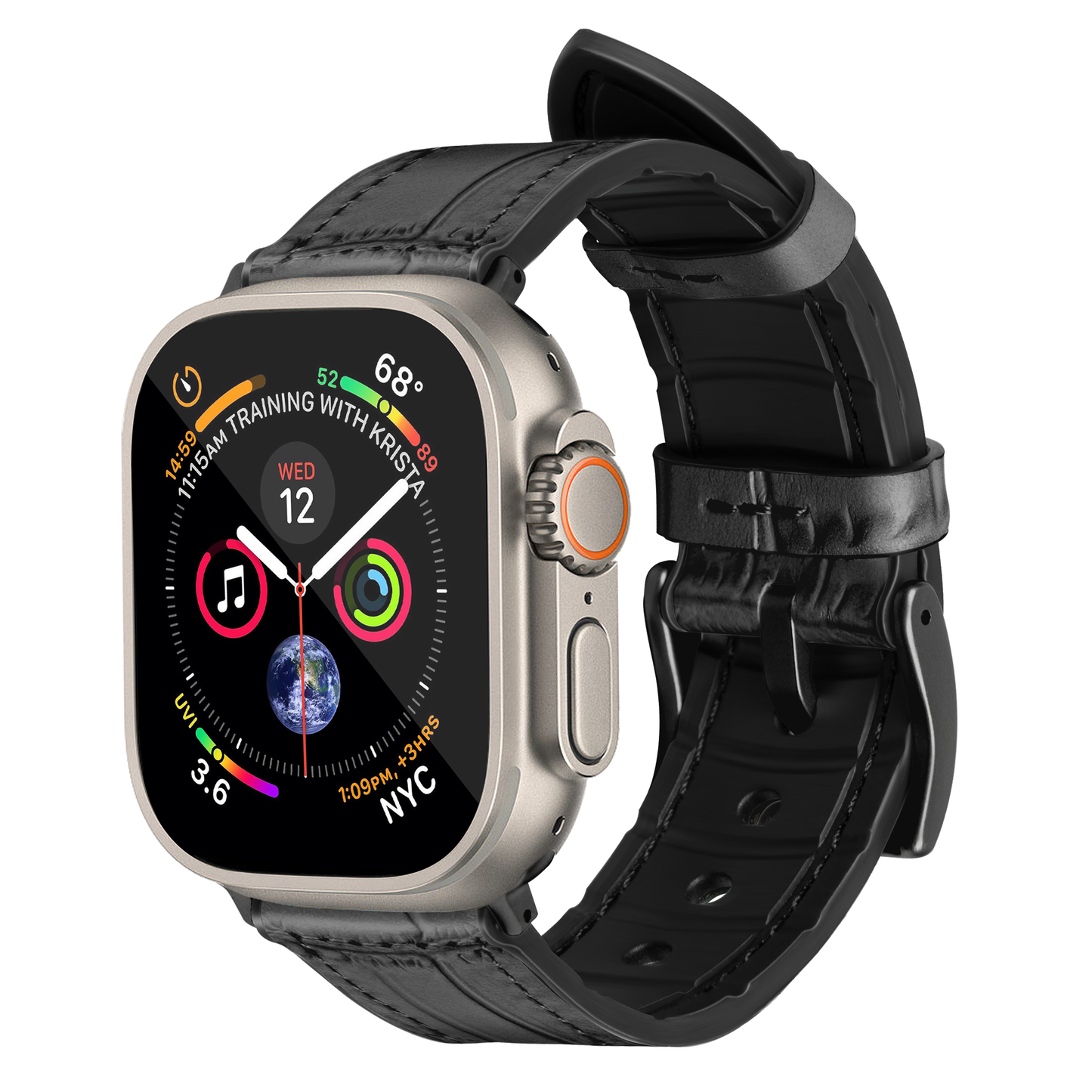 Javan Genuine Leather with Black Buckle Apple Watch Strap-Gray