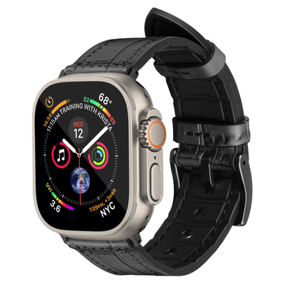Javan Genuine Leather with Black Buckle Apple Watch Strap-Gray