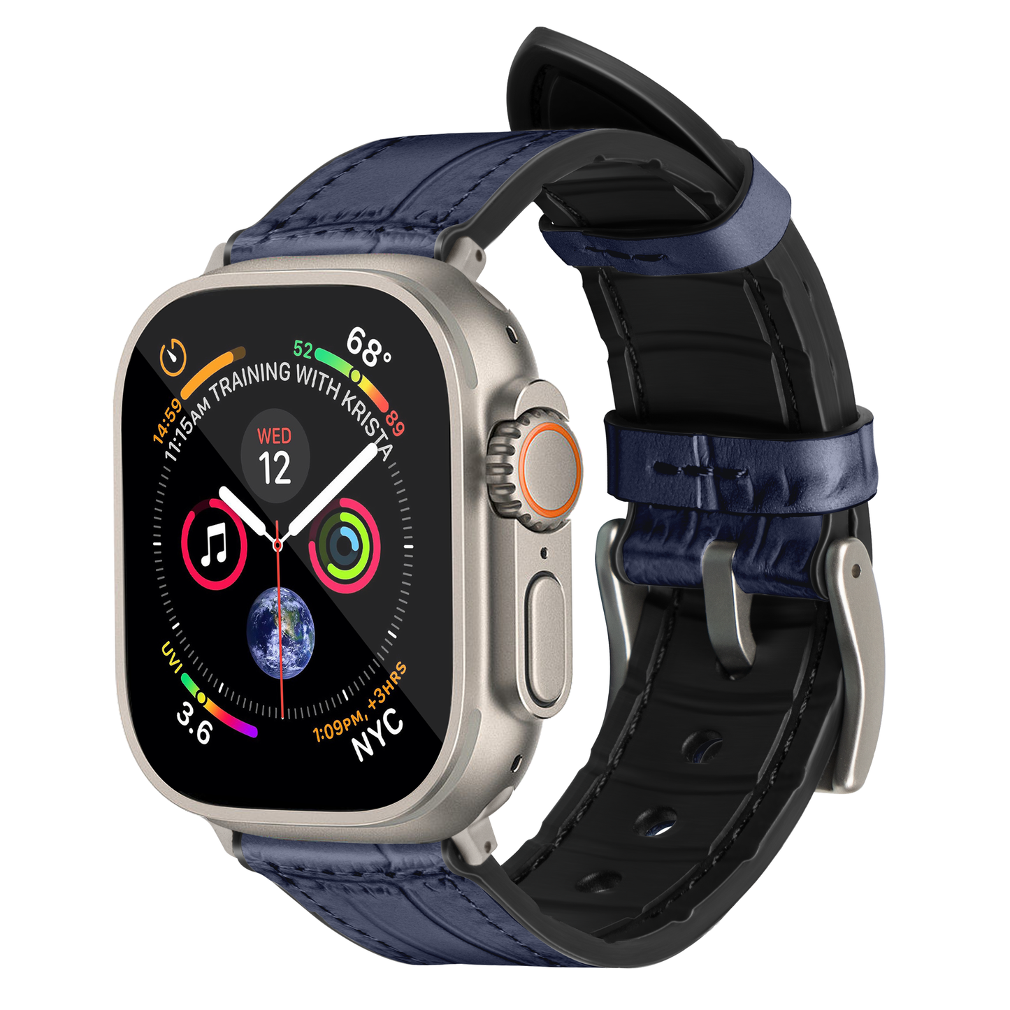 Javan Genuine Leather with Siver Buckle Apple Watch Strap- Gray