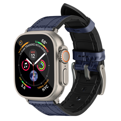 Javan Genuine Leather with Siver Buckle Apple Watch Strap- Gray