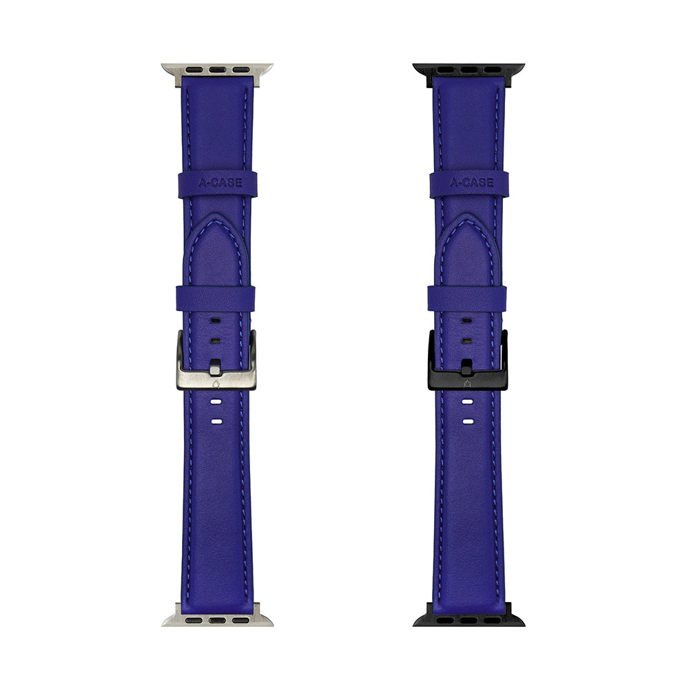 Elmas American Leather Apple Watch Strap with Black Buckle-Blue