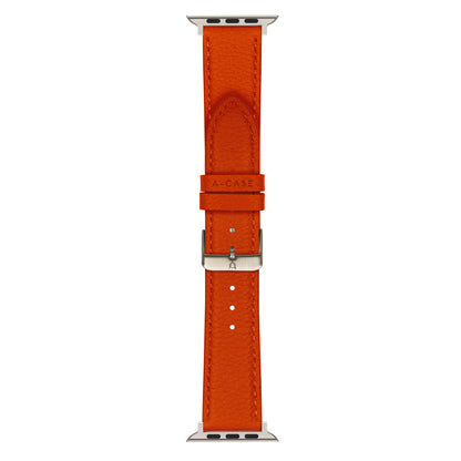 Amur Apple Watch Genuine Leather Strap - Orange/Titanium