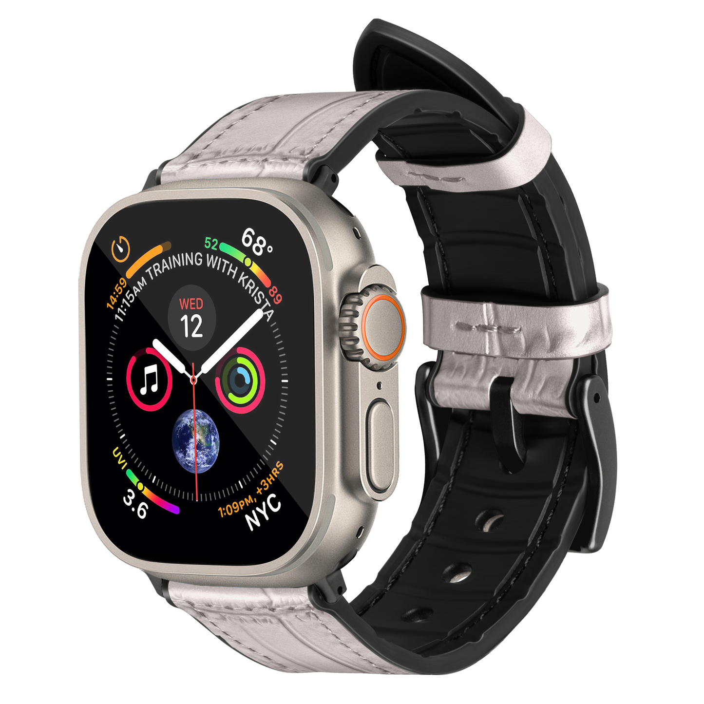 Javan Genuine Leather with Black Buckle Apple Watch Strap-Gray