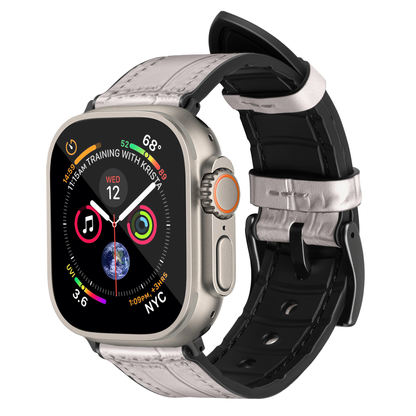 Javan Genuine Leather with Black Buckle Apple Watch Strap-Gray