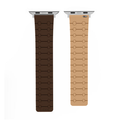 Perge Series Silicone Magnetic Adjustable Loop Strap - A-Case Compatible with Apple Watch Bands (49mm, 45mm, 44mm, 42mm)- Brown