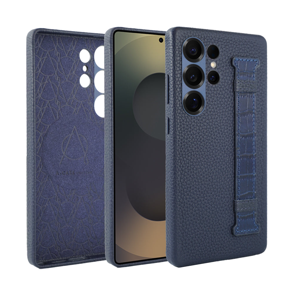 Amur Pro Series A-Case for Samsung Galaxy S25 Ultra - Slim & Lightweight Genuine Leather Case with Magnetic Compatibility and Case-Less Touch Feeling (6.9-Inch)"- Brown/Orange
