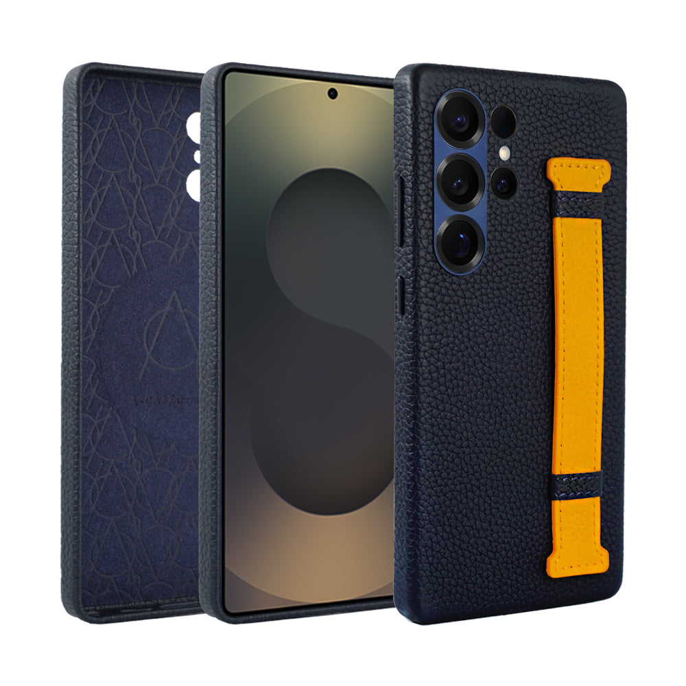Amur Pro Series A-Case for Samsung Galaxy S25 Ultra - Slim & Lightweight Genuine Leather Case with Magnetic Compatibility and Case-Less Touch Feeling (6.9-Inch)"- Brown/Orange