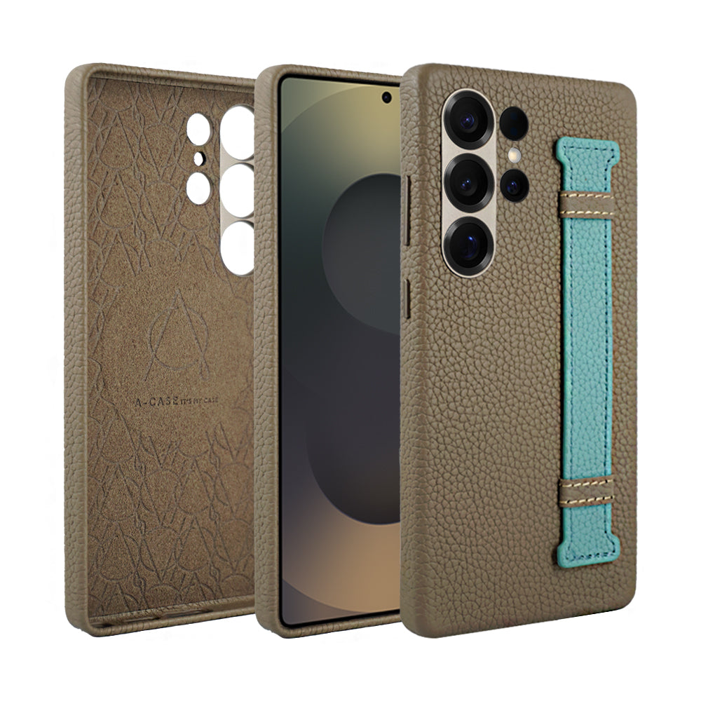 Amur Pro Series A-Case for Samsung Galaxy S25 Ultra - Slim & Lightweight Genuine Leather Case with Magnetic Compatibility and Case-Less Touch Feeling (6.9-Inch)"- Brown/Orange