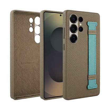 Amur Pro Series A-Case for Samsung Galaxy S25 Ultra - Slim & Lightweight Genuine Leather Case with Magnetic Compatibility and Case-Less Touch Feeling (6.9-Inch)"- Brown/Orange