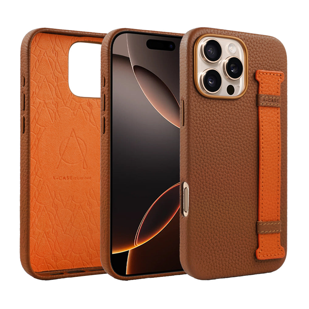 Amur Pro Leather Case For iPhone 16 Series-Black/Green
