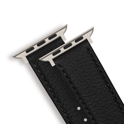Amur Apple Watch Genuine Leather Strap – Black/Titanium