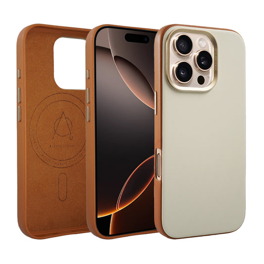 Kilyos Vegan Leather Case For iPhone 16 Series-Beige