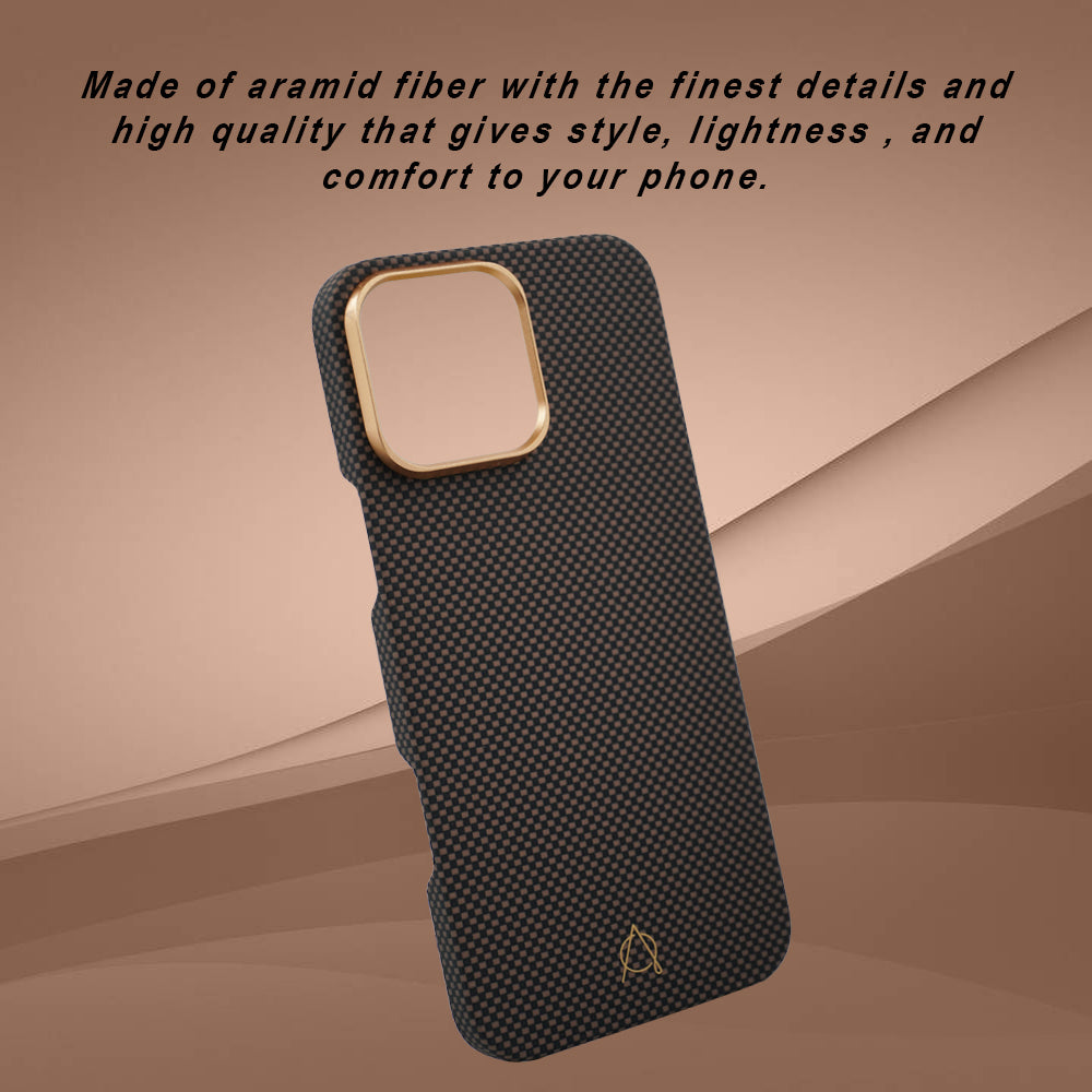 Desen Aramid Fiber Case For iPhone 16 Pro-Gold