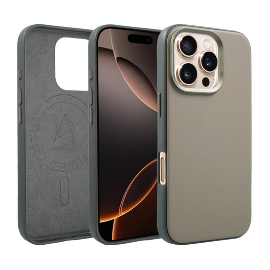 Kilyos Vegan Leather Case For iPhone 16 Series-Gray