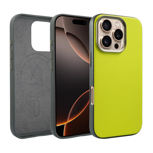 Kilyos Vegan Leather Case For iPhone 16 Series-Lime