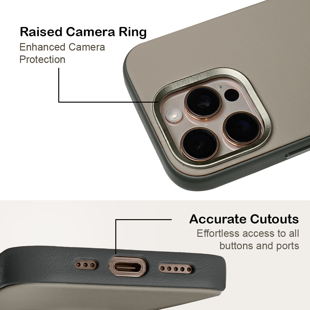 Kilyos Vegan Leather Case For iPhone 16 Series-Gray