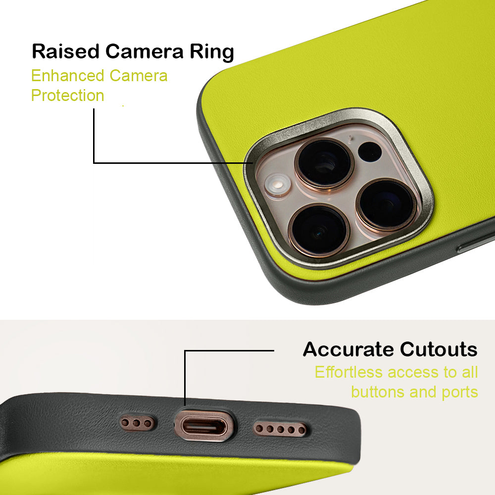 Kilyos Vegan Leather Case For iPhone 16 Series-Lime