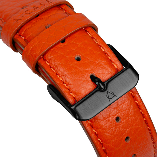 Amur Apple Watch Genuine Leather Strap – Orange/Black
