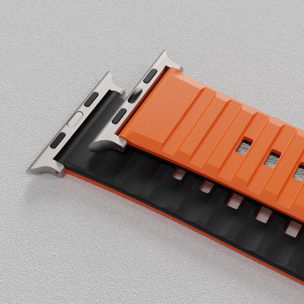 Bodrum Apple Watch Silicone Band Orange/Titanium