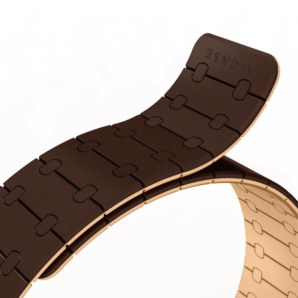Perge Series Silicone Magnetic Adjustable Loop Strap - A-Case Compatible with Apple Watch Bands (49mm, 45mm, 44mm, 42mm)- Brown