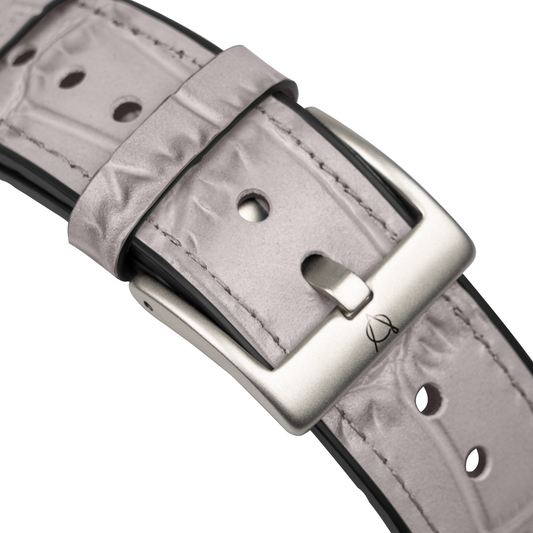 Javan Genuine Leather with Siver Buckle Apple Watch Strap- Gray