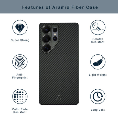 Kavar 600D Aramid Fiber Case For Samsung S25 Ultra -Black