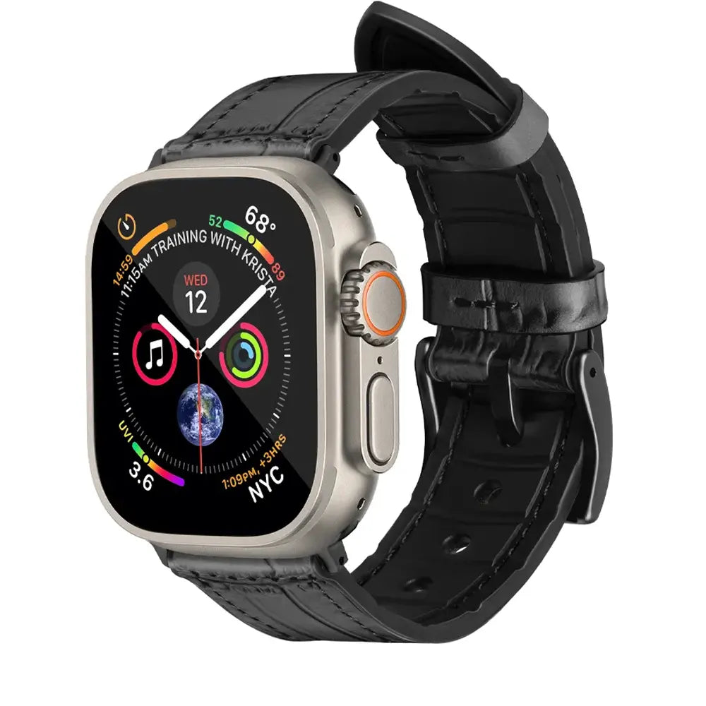 Javan Genuine Leather with Black Buckle Apple Watch Strap-Blue