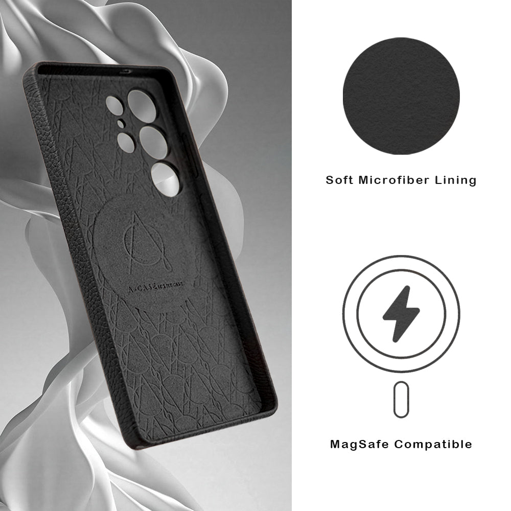 Amur Genuine Leather Case For S25 Ultra – Black